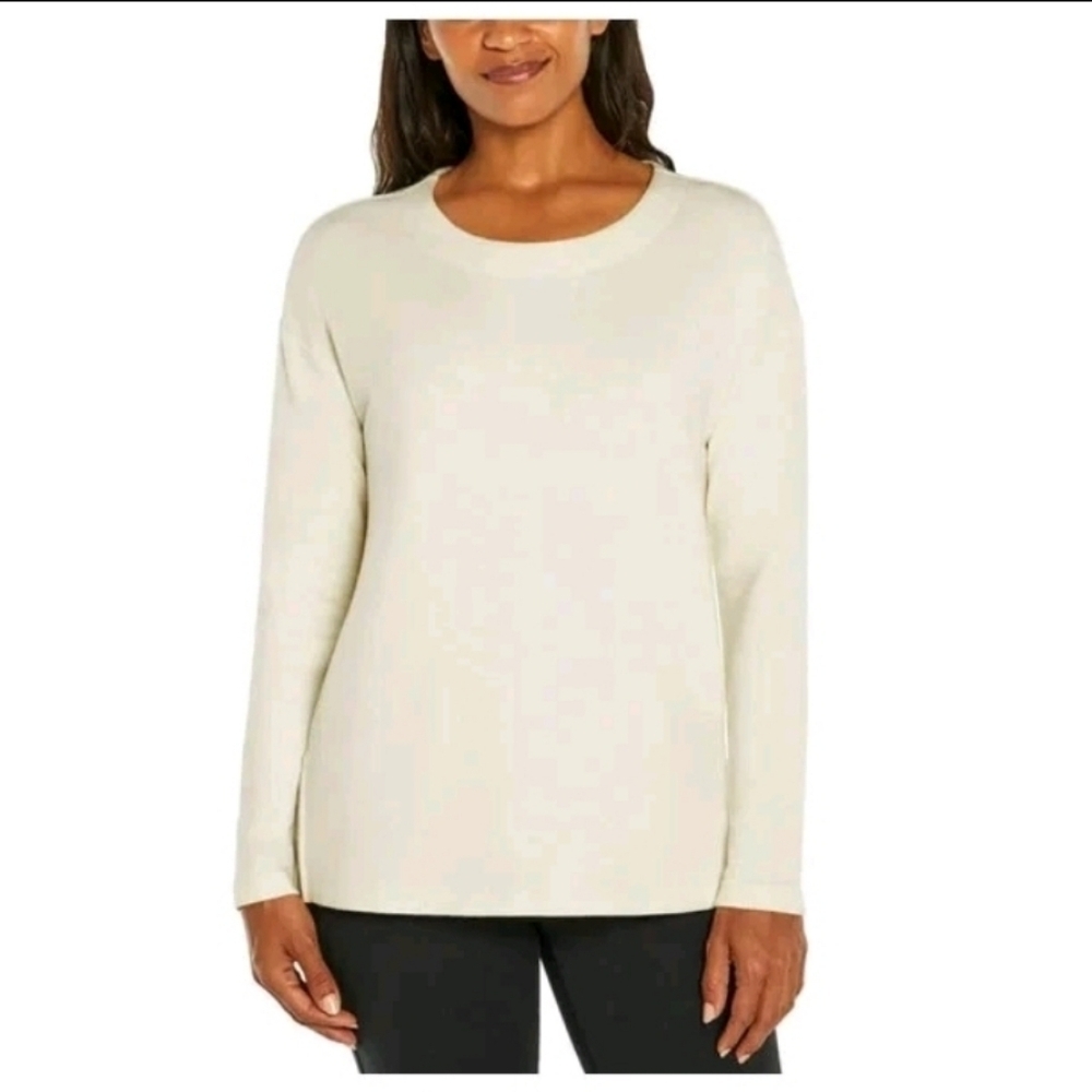 Banana Republic Women's Soft Terry Long Sleeve Top, Cream, Size XL PTP 22